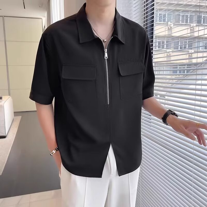 Terence – Short Sleeve Workwear Shirt with Half Zipper