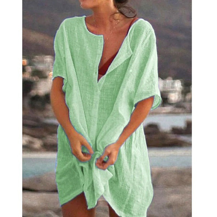 Amanda – Loose Collarless Shirt