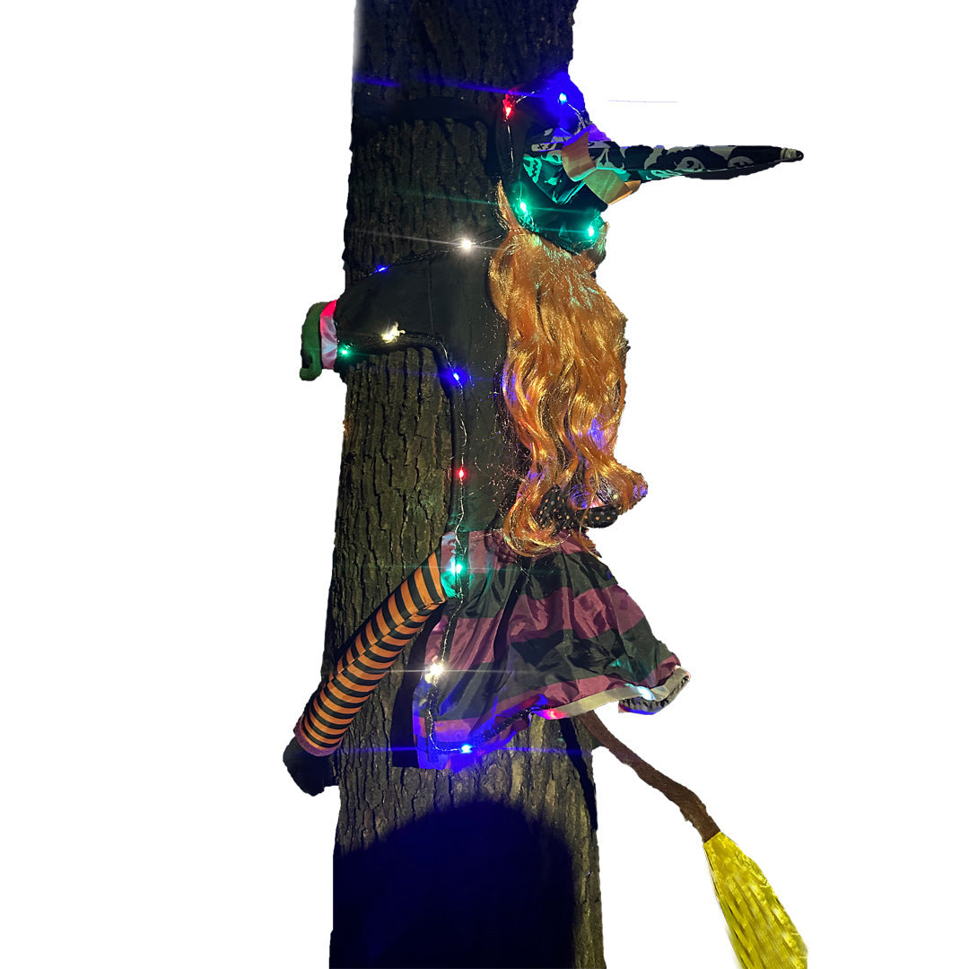 Halloween Light-Up Witch Tree Decoration – Outdoor Hanging Pendant for Spooky Yard Displays