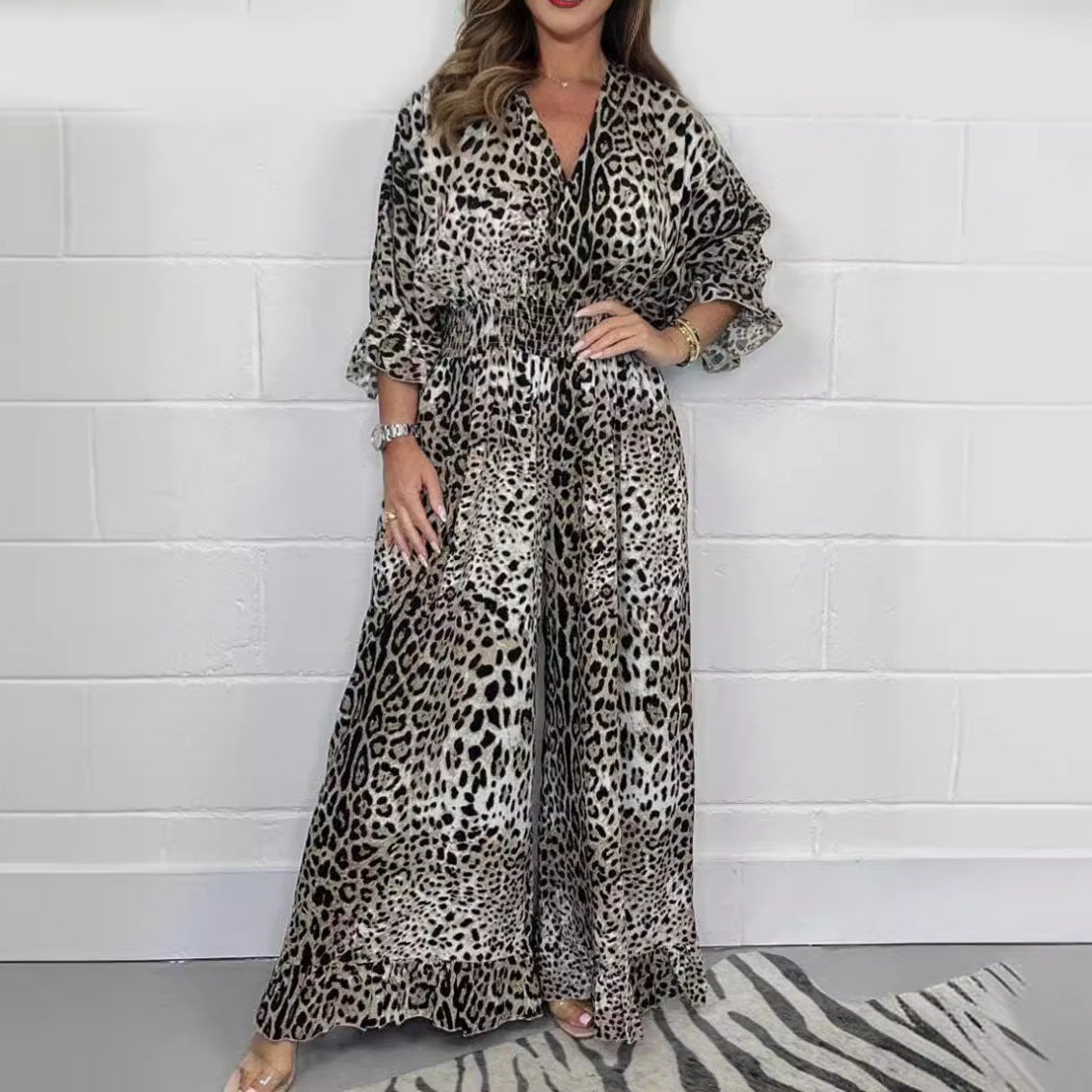 Catherine – Women's Casual Leopard Print Jumpsuit
