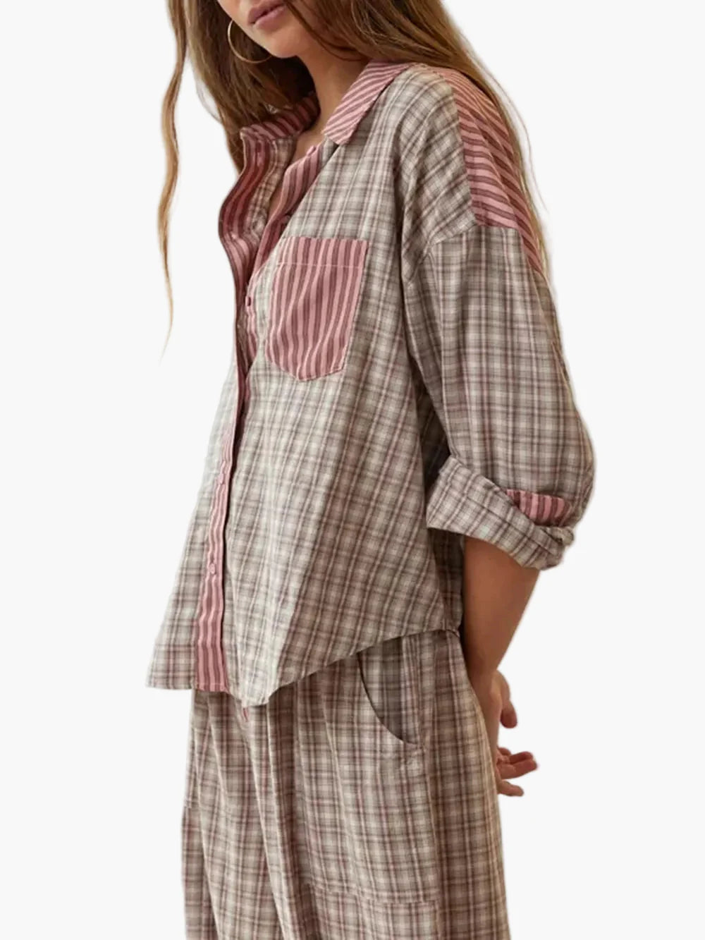 Women's Relaxed Fit Pajama Set – Classic Striped Lounge Sleepwear
