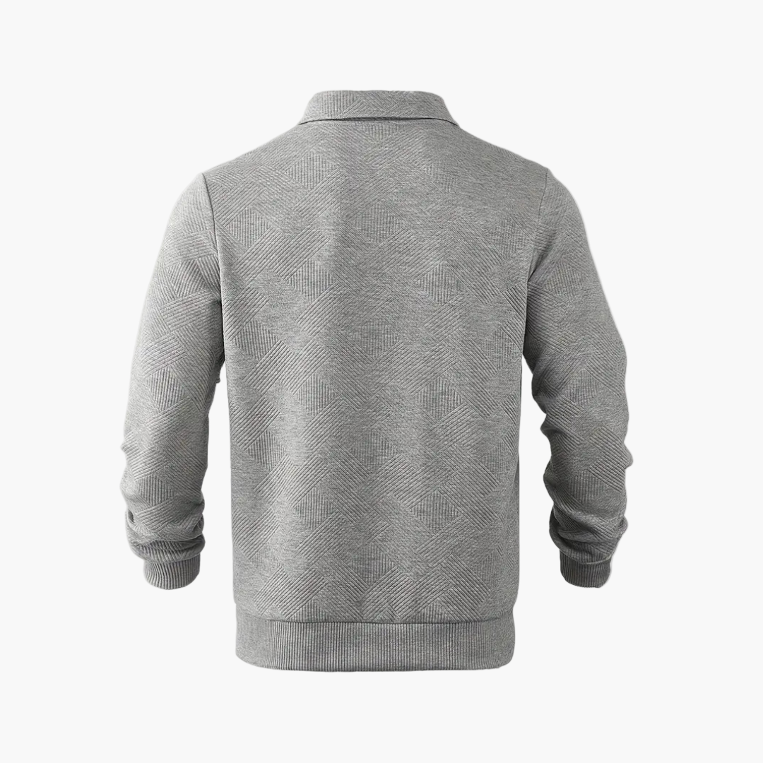 Men's Geometric Quarter-Zip Knit Sweater – Vintage-Inspired Casual Pullover