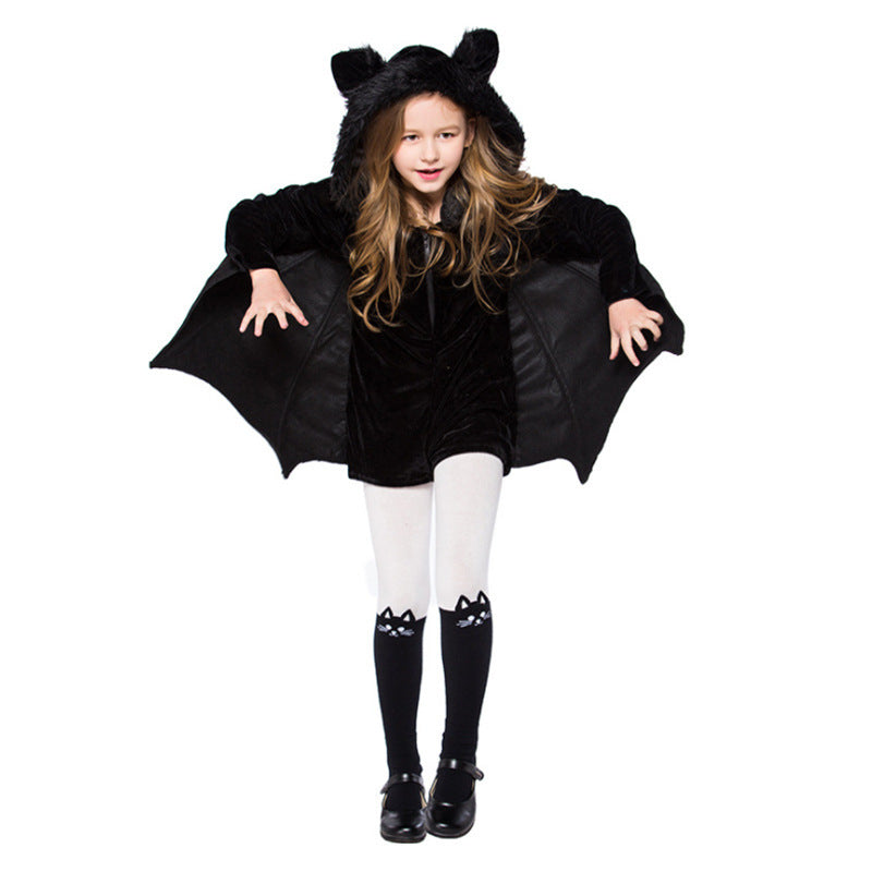 Kids' Halloween Bat Costume Cape with Hood – Unisex Halloween Dress Up Outfit