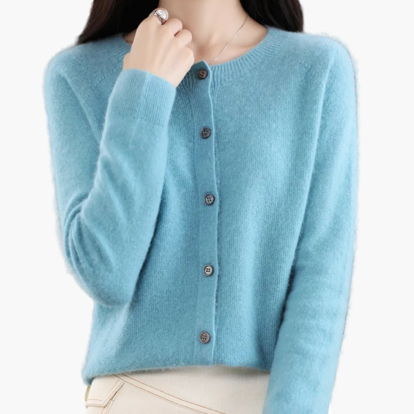 Women's Classic O-Neck Button-Down Cardigan Sweater – Elegant Everyday Layer