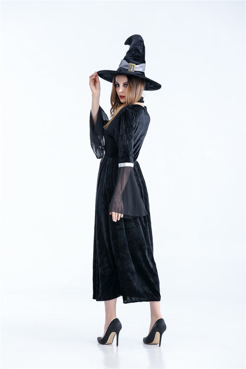Women's Halloween Witch Costume Dress and Hat Set – Adult Party Outfit