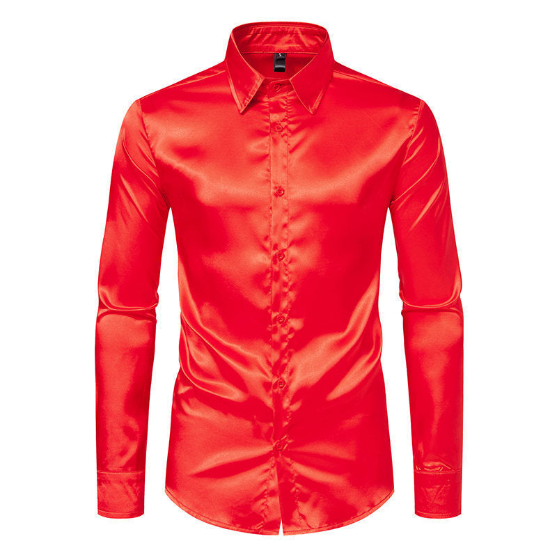 Elliot – Men's Satin Solid Color Glossy Shirt