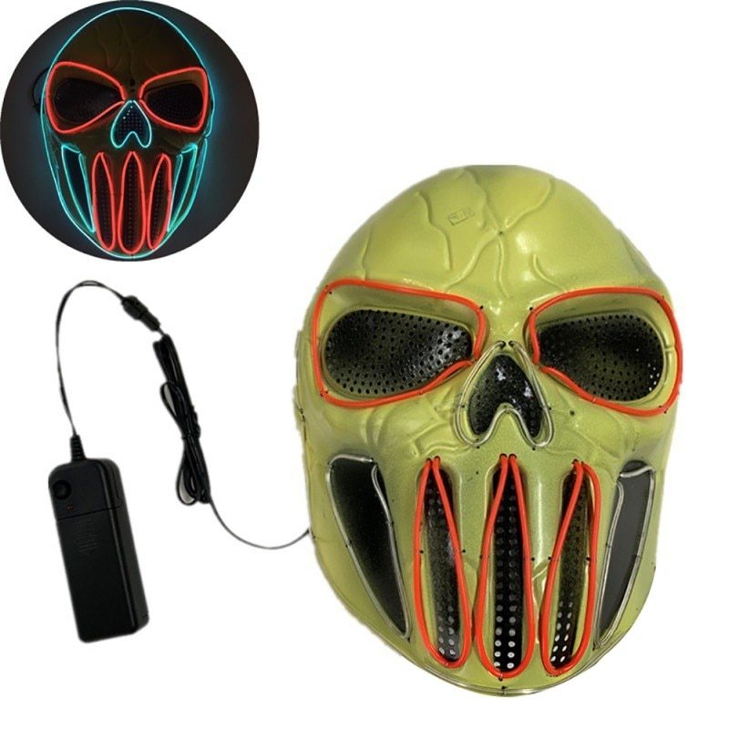 Halloween LED Skull Mask for Men and Women – Spooky Neon Light Up Costume Accessory