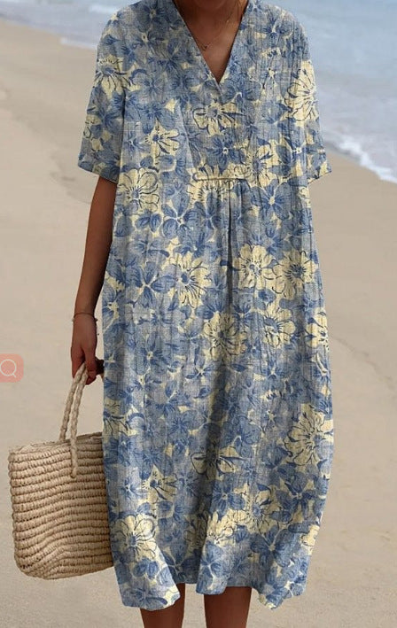 Christina – Comfortable Loose Printed Long Dress