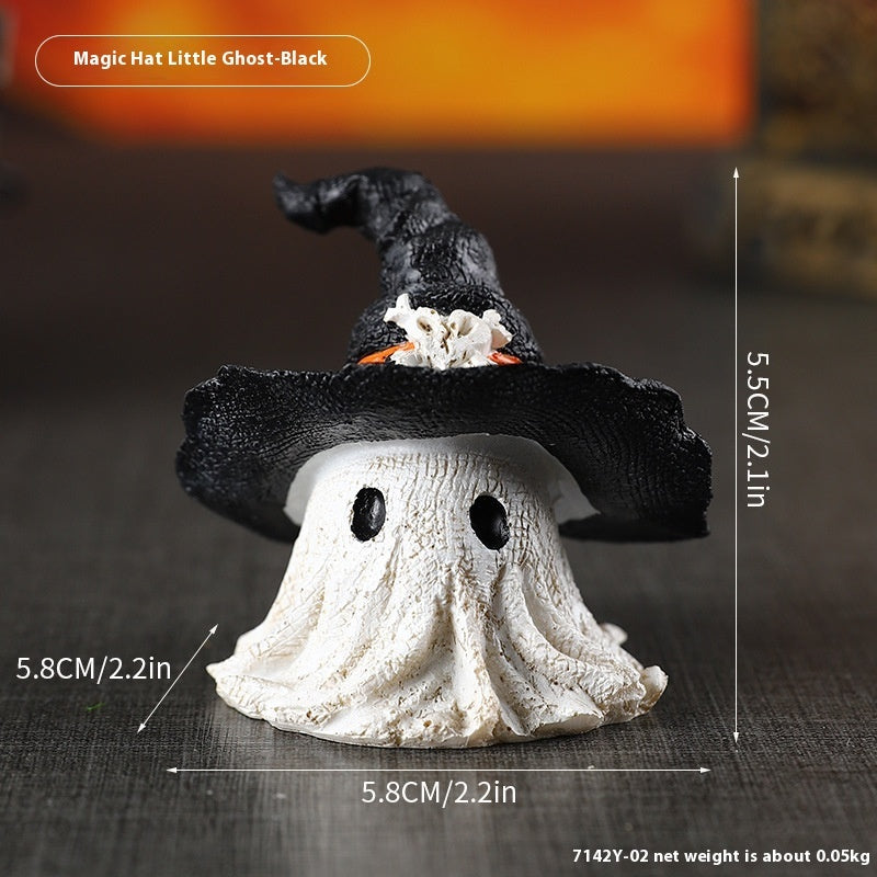 Halloween Ghost Wizard Hat Resin Figurine Decoration