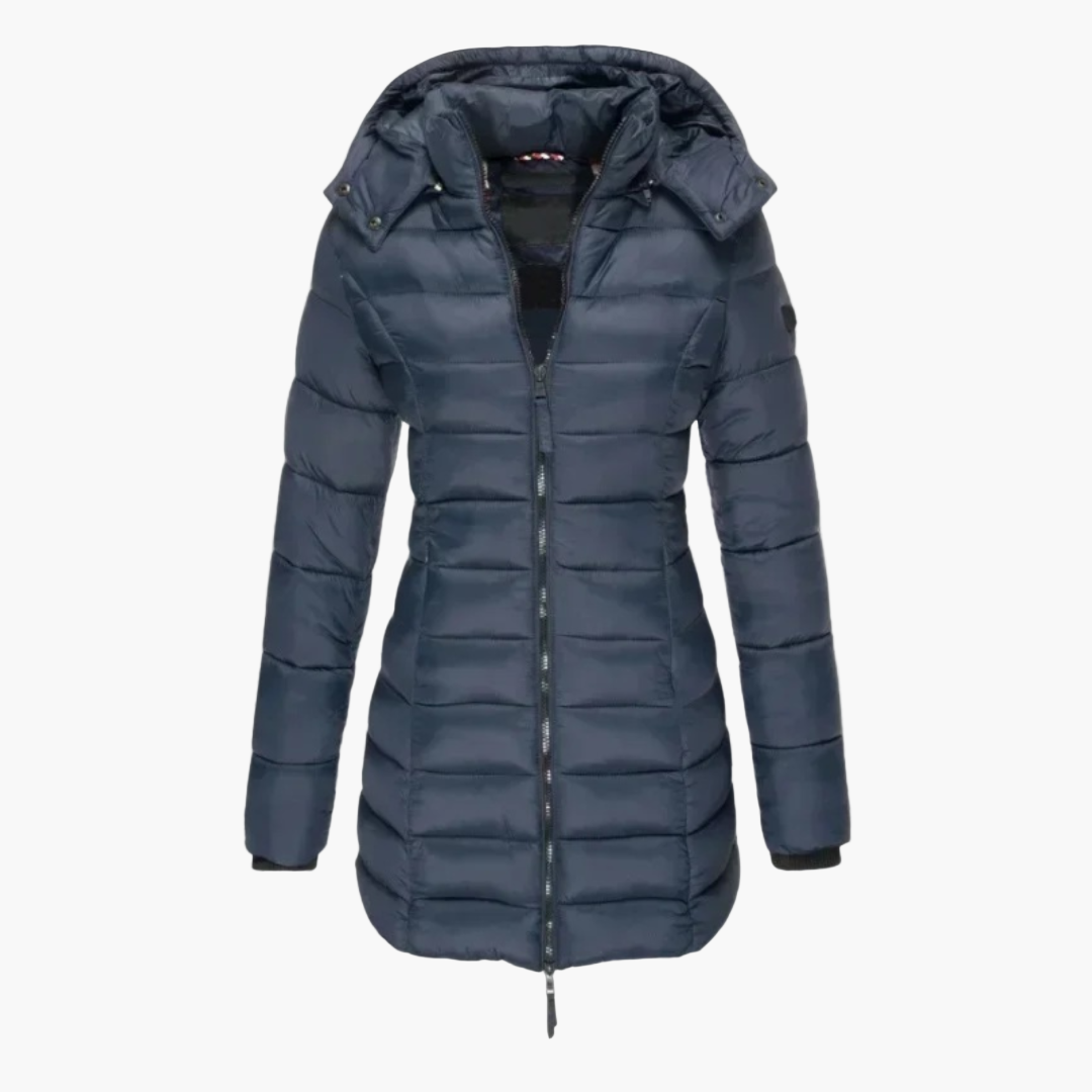 Women's Quilted Winter Parka – Elegant Long Puffer Coat for Cold Weather