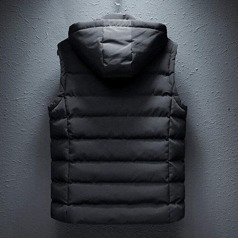 Men's Puffer Thermal Vest with Hood – Modern Outdoor and Casual Style