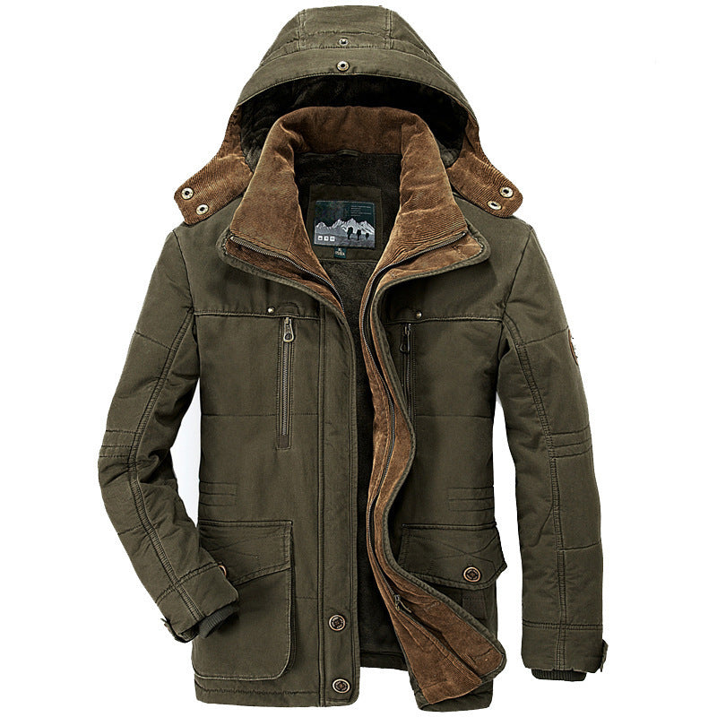 Walter – Thick Cotton Jacket with Hood and Pockets