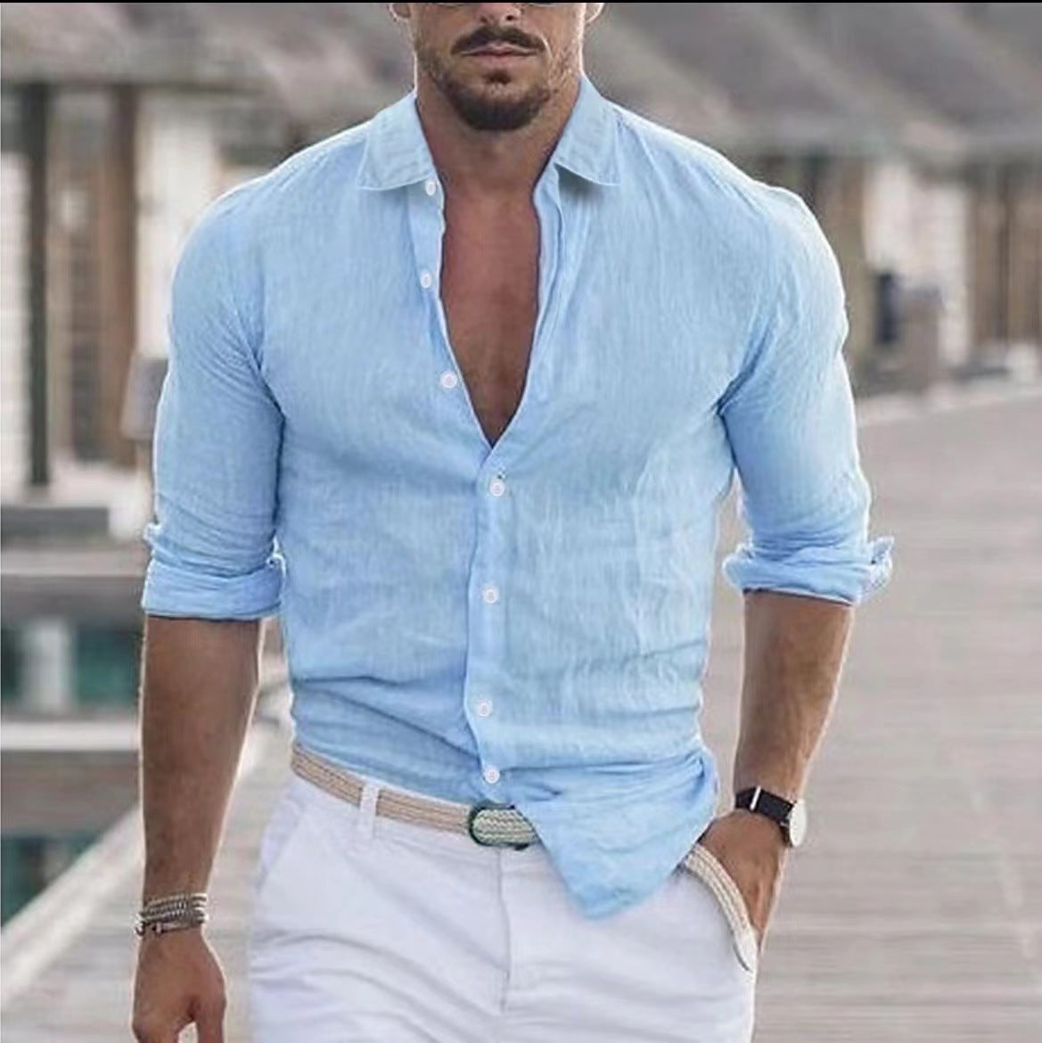Alfred – Men's Linen Button-Up Beach Shirt