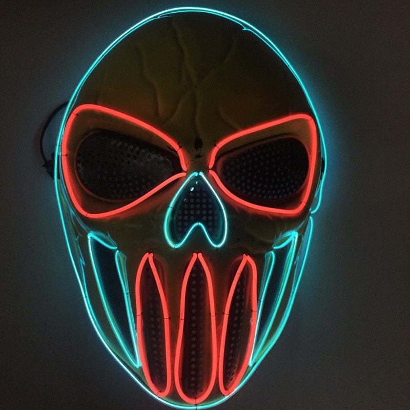 Halloween LED Skull Mask for Men and Women – Spooky Neon Light Up Costume Accessory