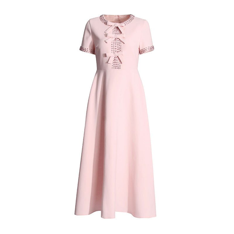 Hannah – High Waist Dress with Rhinestone Bow