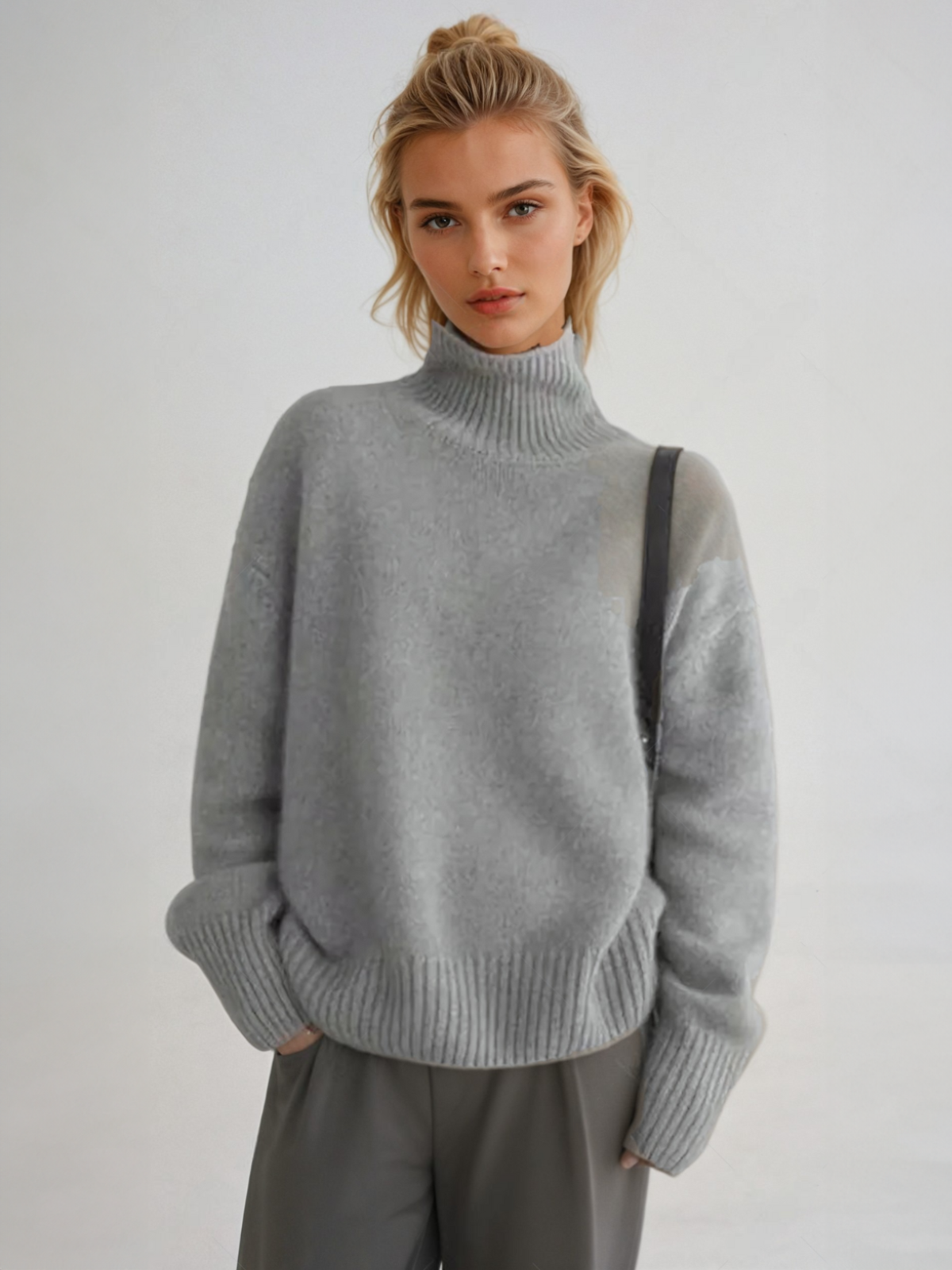 Women's Modern Turtleneck Wool Sweater - Relaxed Korean Style Pullover for Fall & Winter