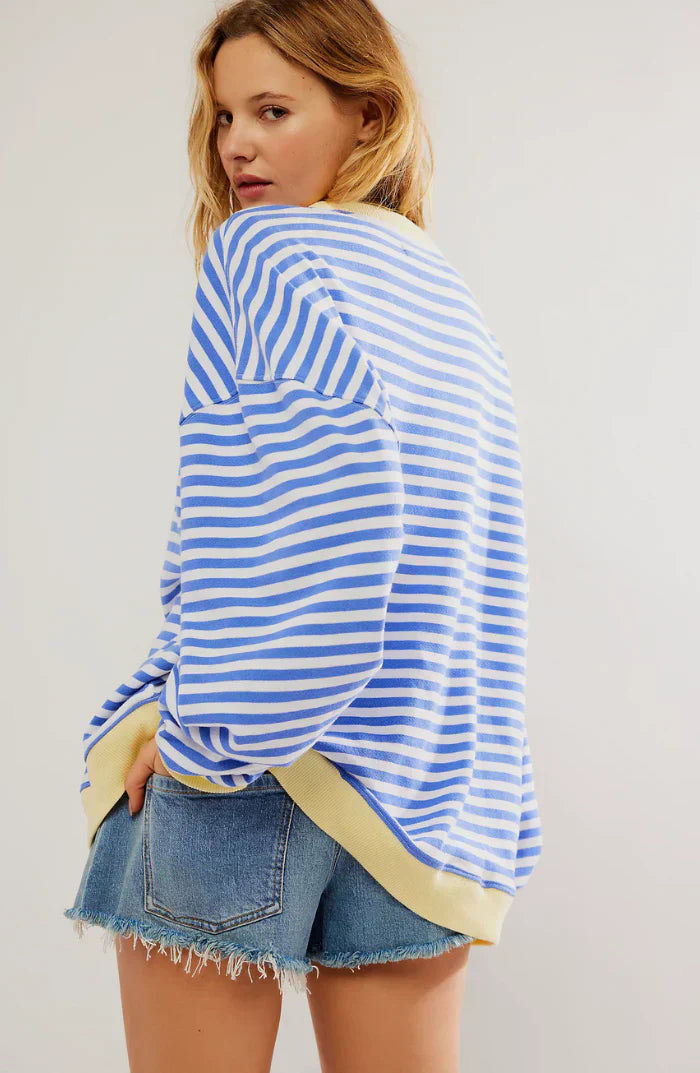 Women's Oversized Striped Fall Sweater – Casual Relaxed Fit Pullover for Layering and Everyday Comfort