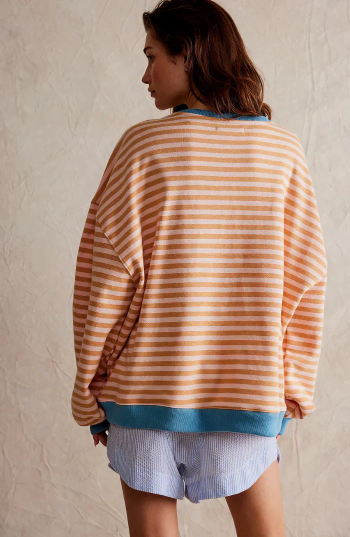 Women's Oversized Striped Fall Sweater – Casual Relaxed Fit Pullover for Layering and Everyday Comfort