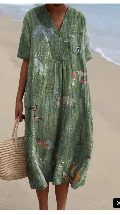 Christina – Comfortable Loose Printed Long Dress