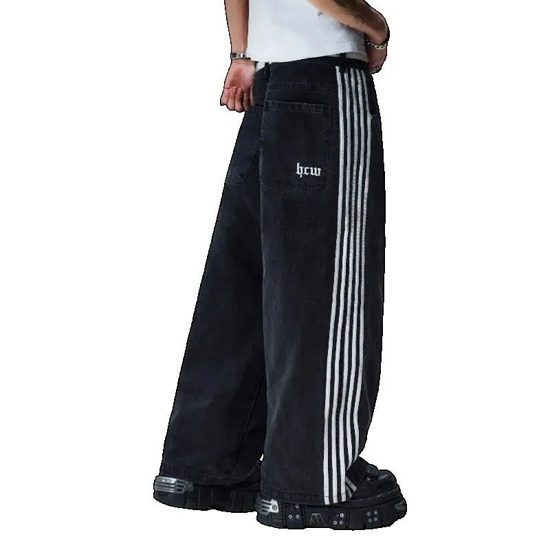 Scott – Vintage Stripe Stitching Embroidered Jeans