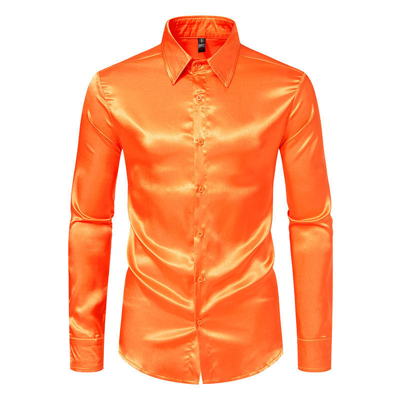 Elliot – Men's Satin Solid Color Glossy Shirt