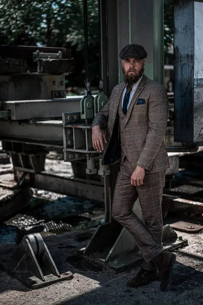 Men's Three-Piece Double Breasted Suit – Classic British Style for Weddings and Special Occasions