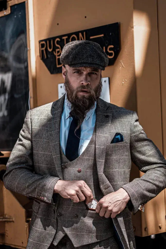 Men's Three-Piece Double Breasted Suit – Classic British Style for Weddings and Special Occasions