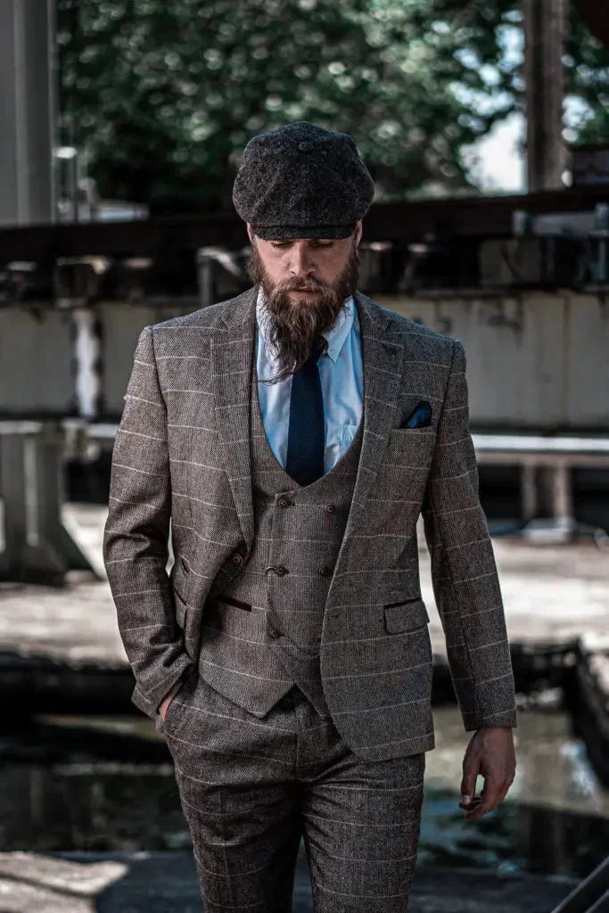 Men's Three-Piece Double Breasted Suit – Classic British Style for Weddings and Special Occasions