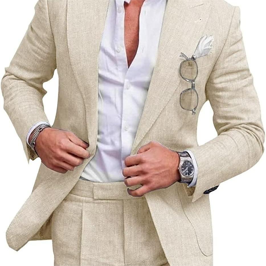 Men’s Tailored Business Suit – 2-Piece Formal Slim Fit Set with Blazer and Pants