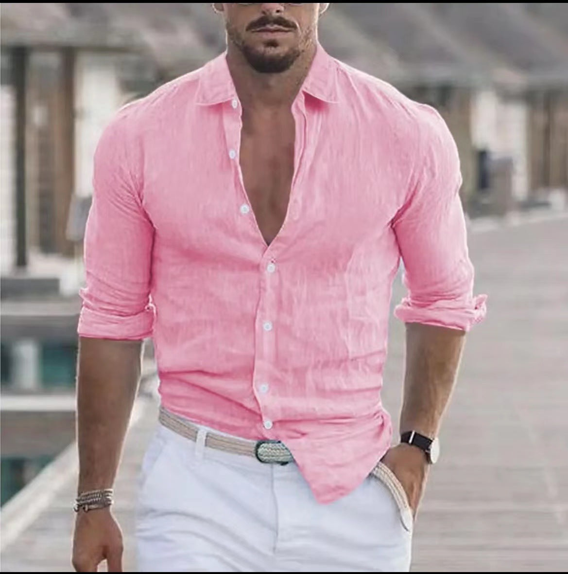 Alfred – Men's Linen Button-Up Beach Shirt