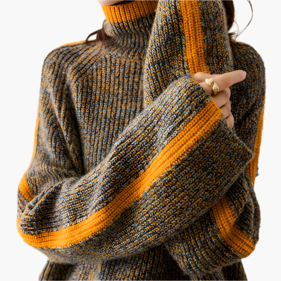 Women's Chunky Knit Turtleneck Sweater – Relaxed Fit, Modern Casual Style