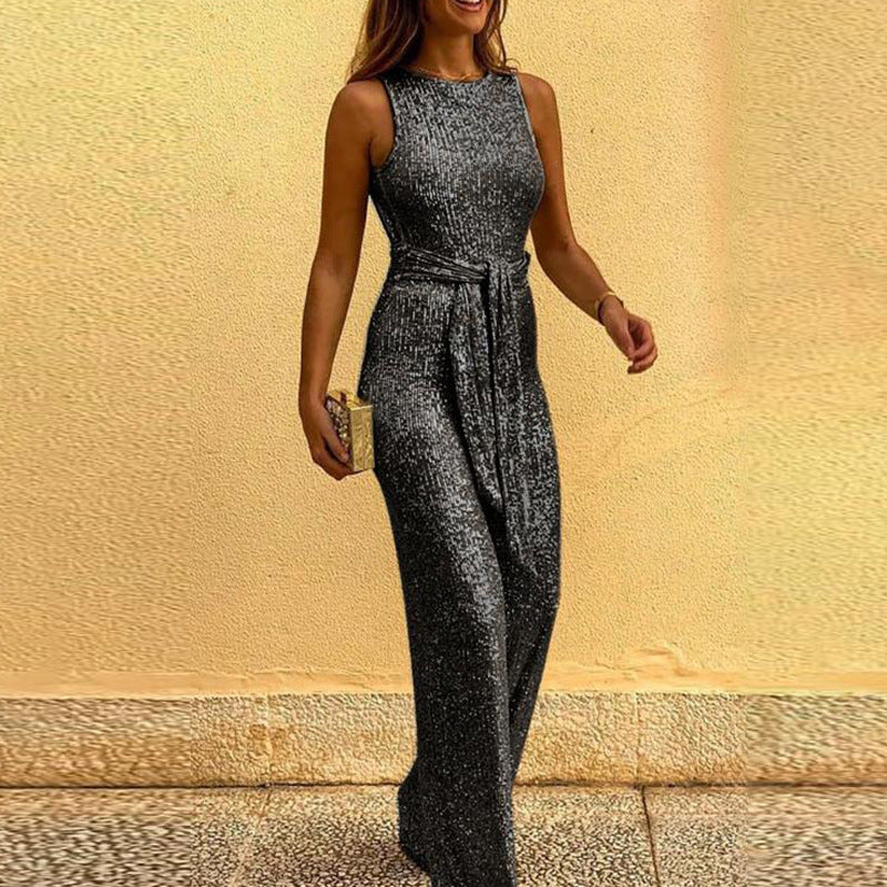 Margaret – Sleeveless Sexy Sequined Jumpsuit