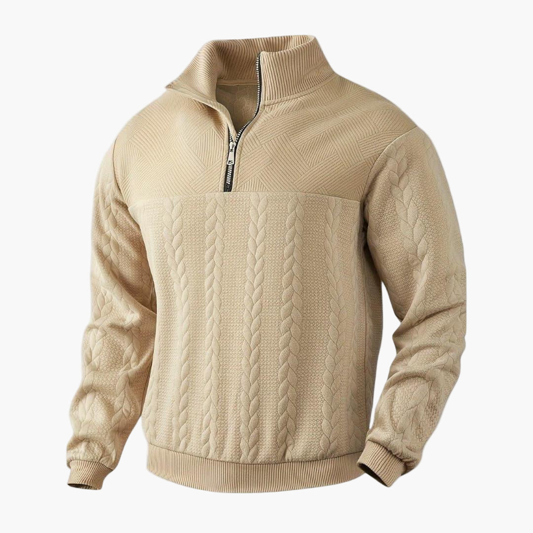 Men's Classic Half-Zip Cable Knit Pullover Sweater, Stylish and Warm for Everyday Wear