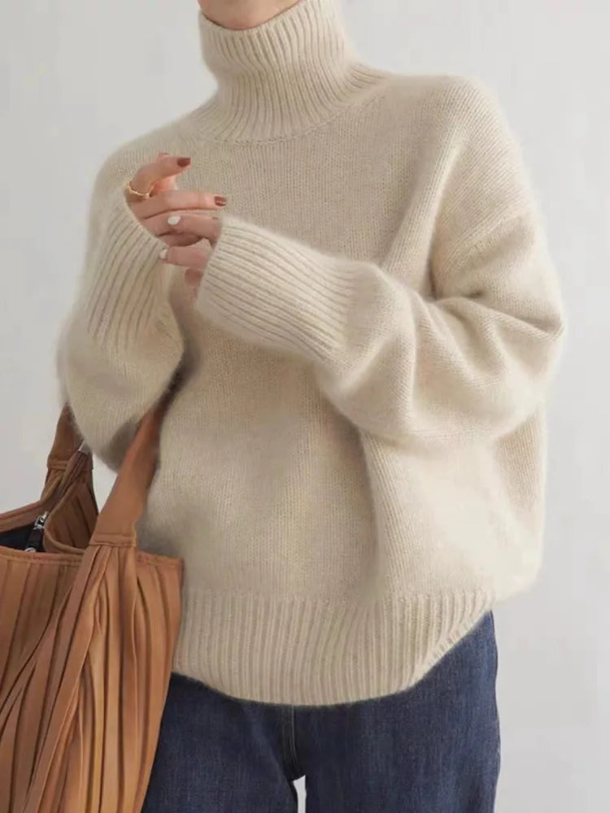 Women's Modern Turtleneck Wool Sweater - Relaxed Korean Style Pullover for Fall & Winter