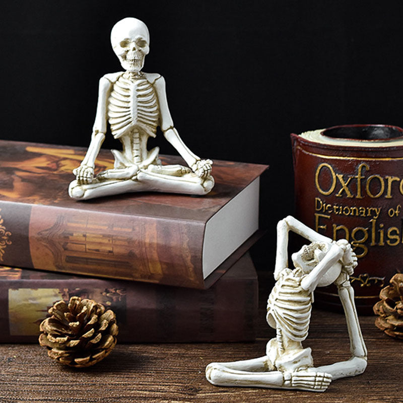 Halloween Skeleton Yoga Figurine Set – Spooky Meditation Decorations for Parties & Home