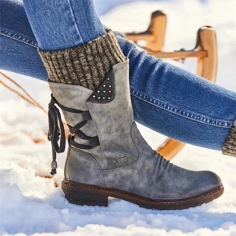 Women's Winter Mid-Calf Vintage Boots for Outdoor Comfort and Style