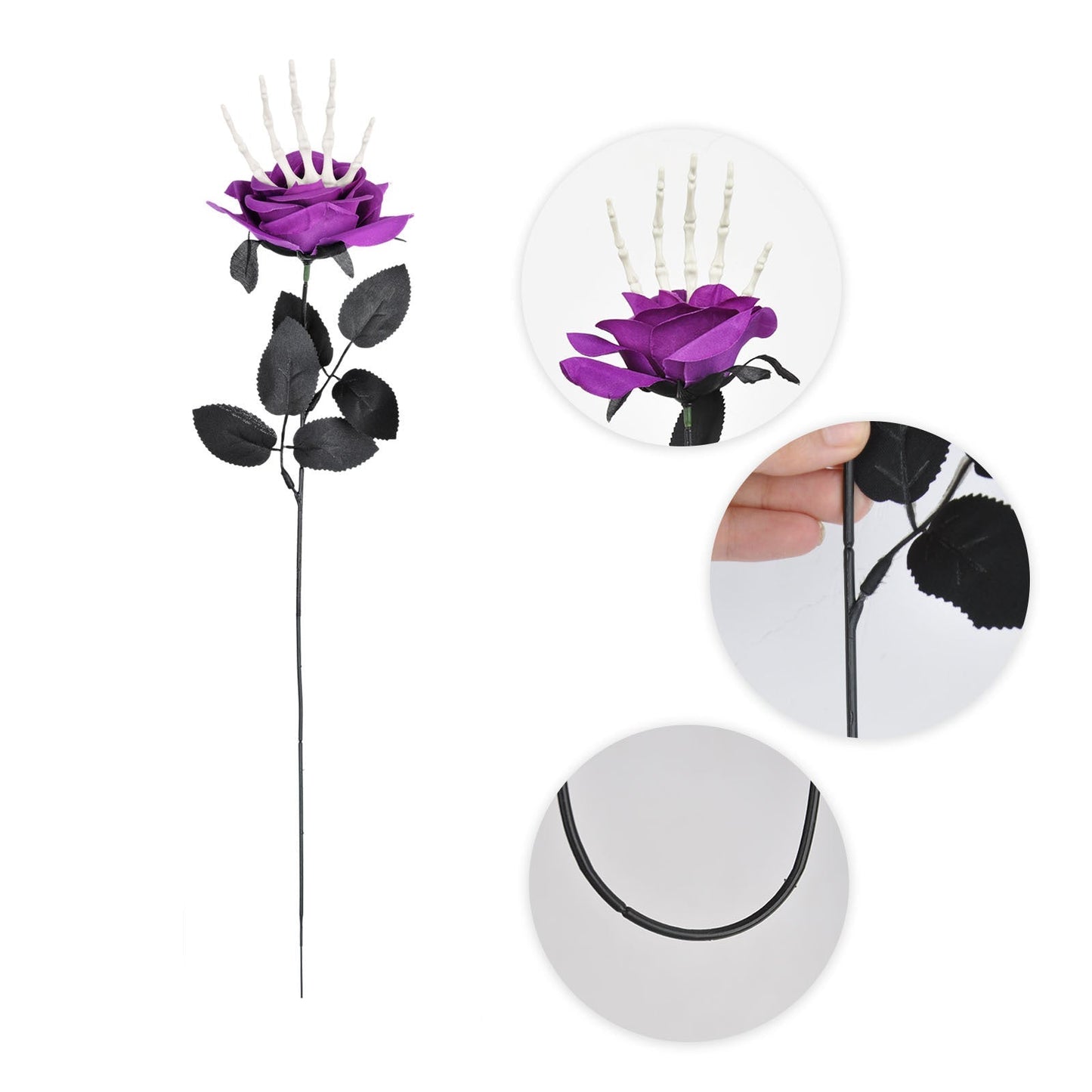 Halloween Skeleton Hand Rose Bouquet Decoration for Spooky Parties and Haunted House
