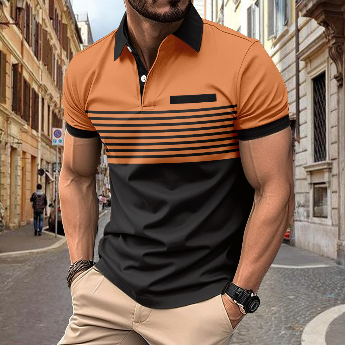 Roy – Casual Striped Shirt with Chest Pocket