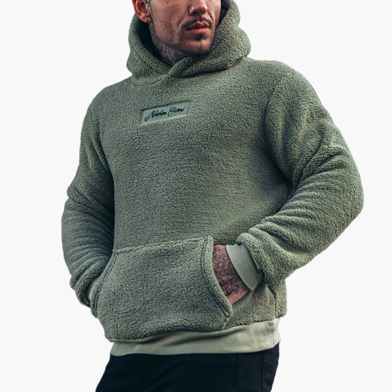 Men's Plush Fleece Hoodie – Cozy Pullover for Everyday Comfort and Style
