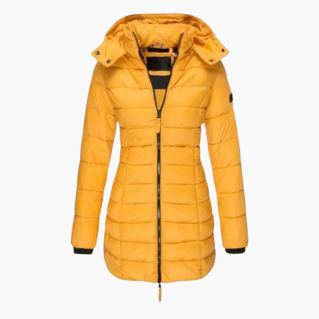 Women's Quilted Winter Parka – Elegant Long Puffer Coat for Cold Weather