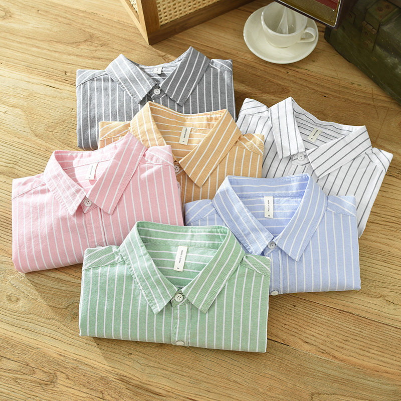 Men’s Casual Striped Long Sleeve Shirt with Classic Button-Down Design