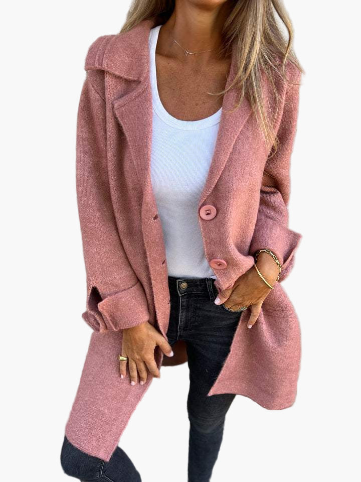 Women's Casual Long Coat with Turn-Up Sleeves – Elegant Everyday Statement Outerwear