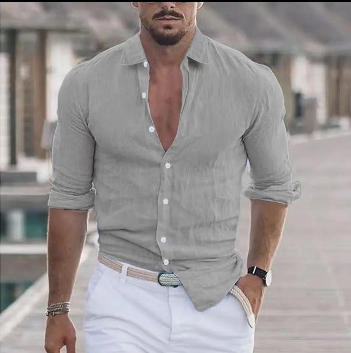 Alfred – Men's Linen Button-Up Beach Shirt