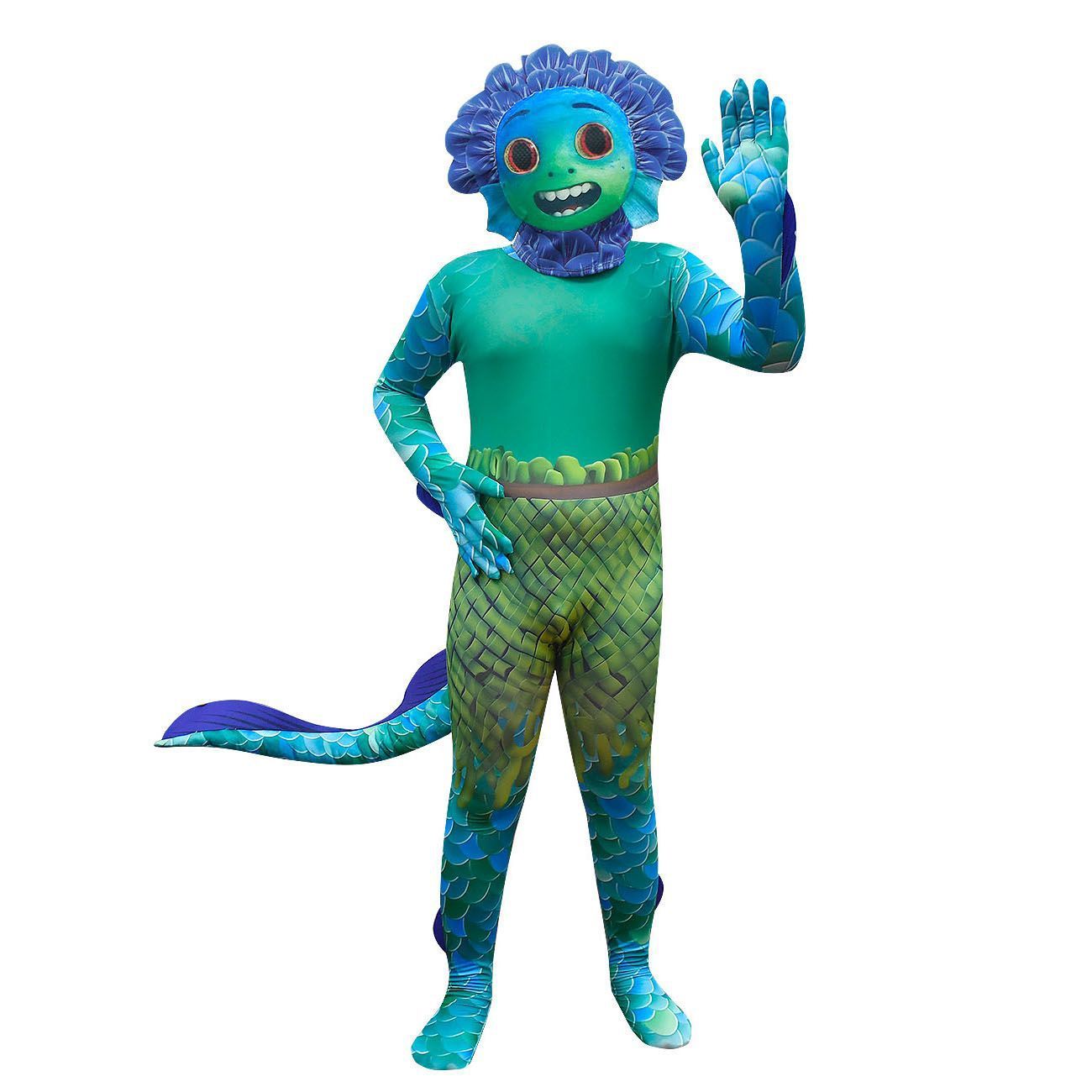 Kids' Halloween Sea Monster Costume Jumpsuit – Cartoon Animal Bodysuit for Boys and Girls