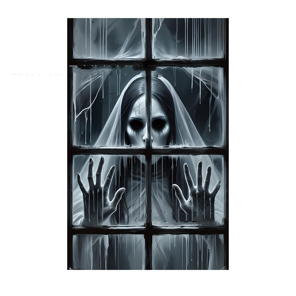 Halloween Scary Nun Window Decoration – Spooky Party Prop for Haunted House & Trick-or-Treat