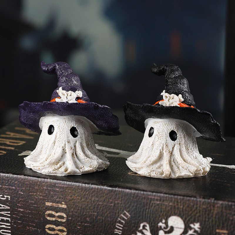 Halloween Ghost Wizard Hat Resin Figurine Decoration