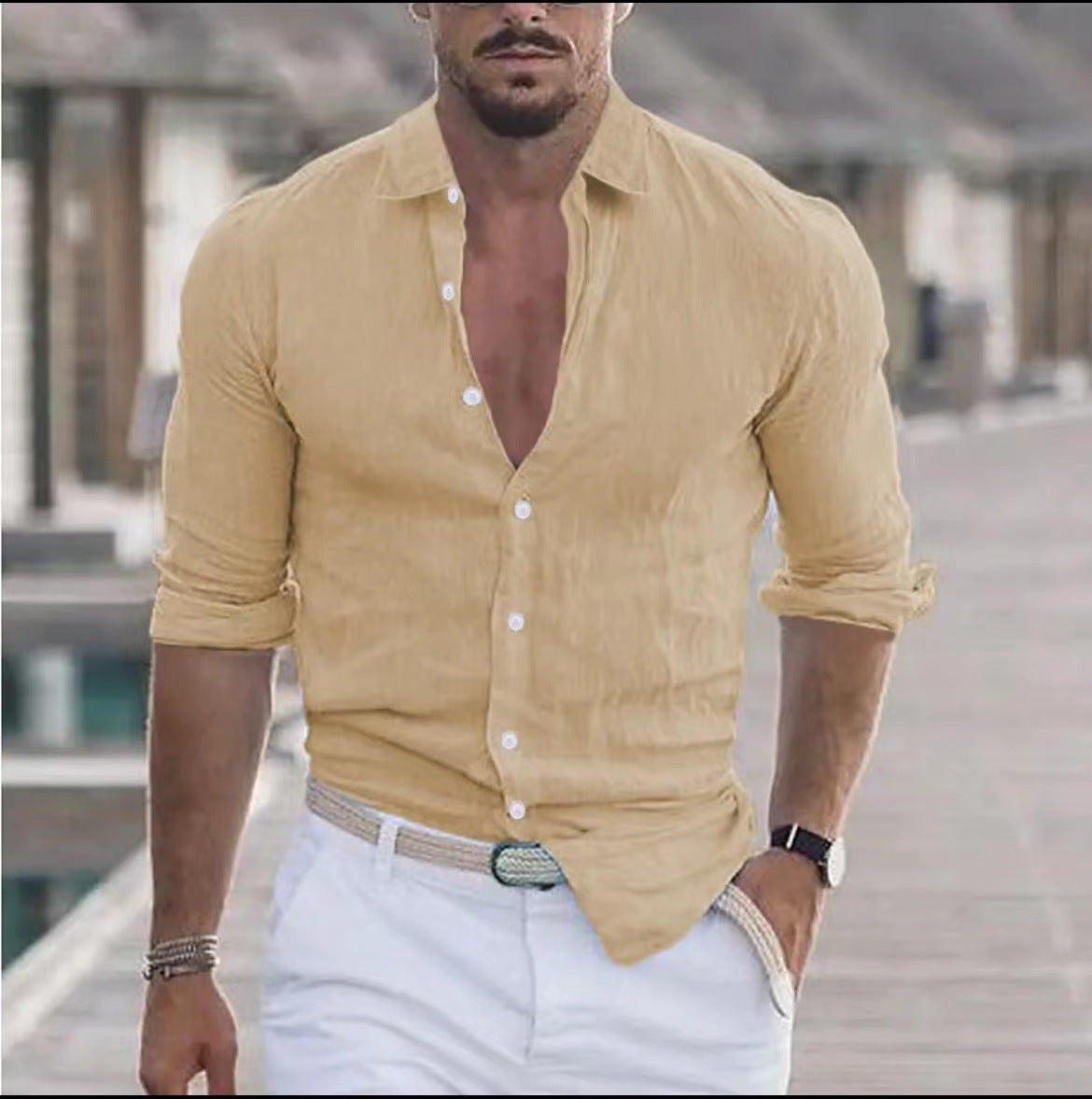 Alfred – Men's Linen Button-Up Beach Shirt