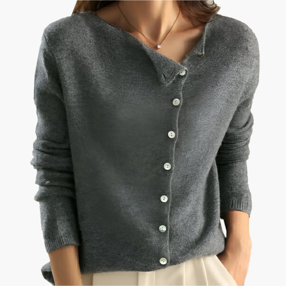 Women's Elegant Side-Buttoned Cardigan Sweater for Versatile Style