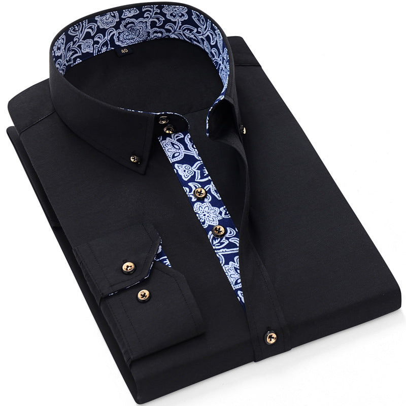 Luke – Business Casual Blue and White Porcelain Long Sleeve Shirt