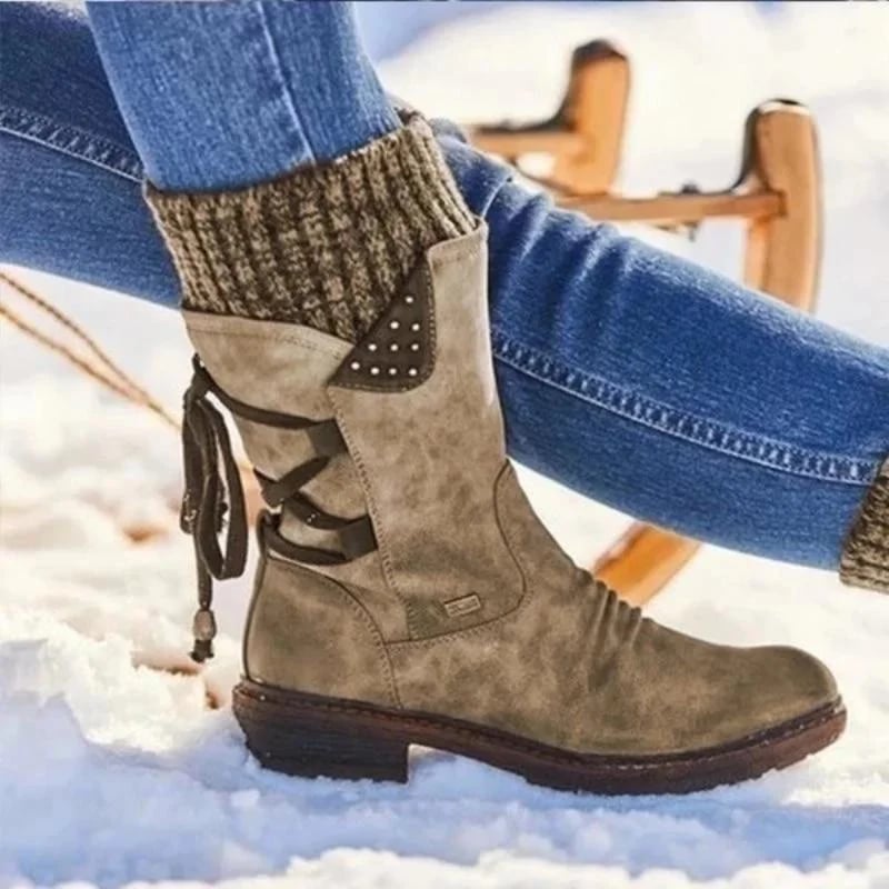Women's Winter Mid-Calf Vintage Boots for Outdoor Comfort and Style